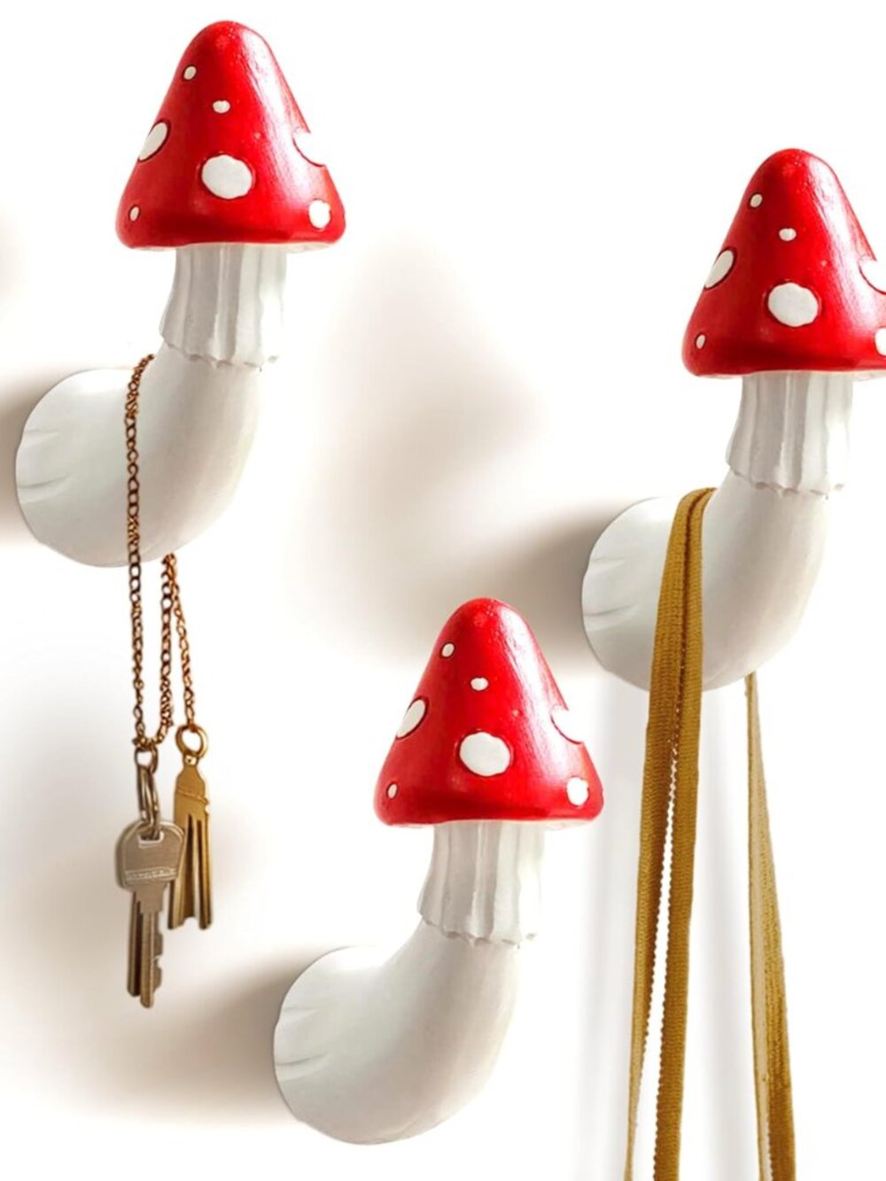 New in Box Mushroom Wall Hooks set of 3